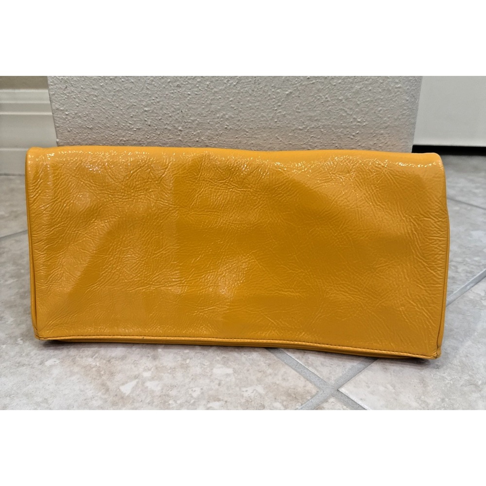 Hobo International Yellow Patent Leather Purse Clutch Preppy Colorful 6x13x1